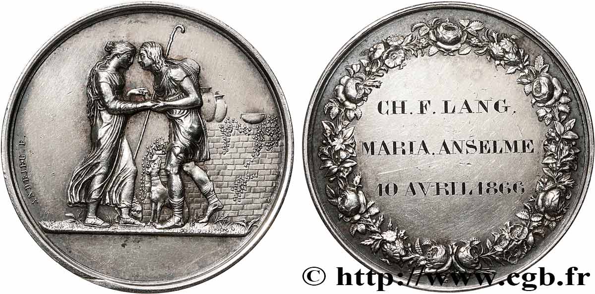 AMOUR ET MARIAGE Médaille de mariage, Jacob et Rachel, Stéphanie Napoléon et le Prince Louis de Bade TTB