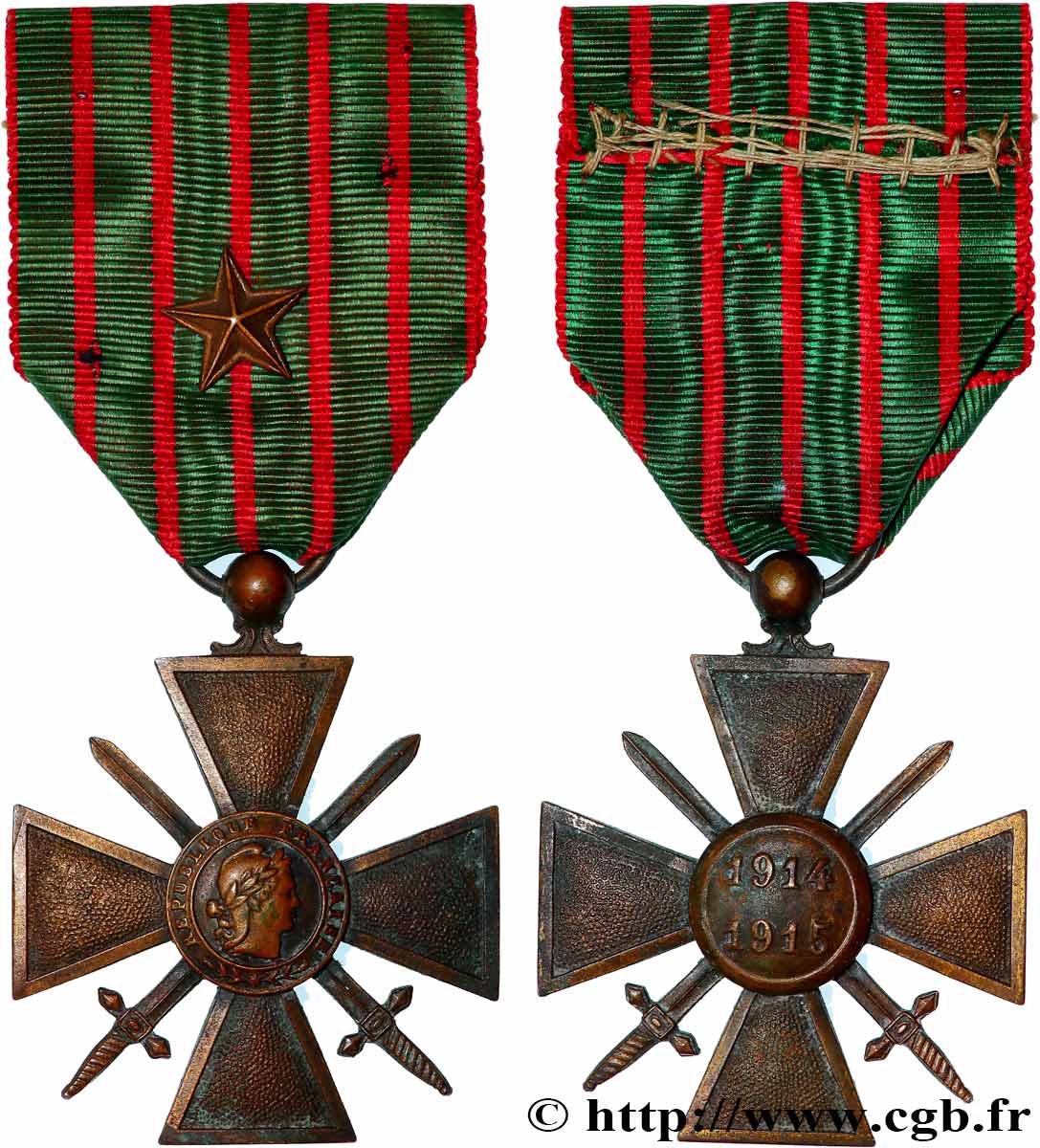 TROISIÈME RÉPUBLIQUE Croix de guerre, 1914-1915 TTB