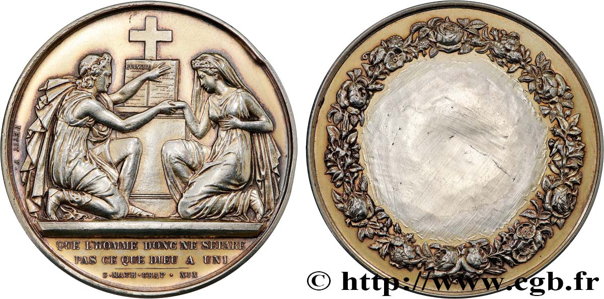 AMOUR ET MARIAGE Médaille de mariage, Evangile de St Mathieu  TTB+