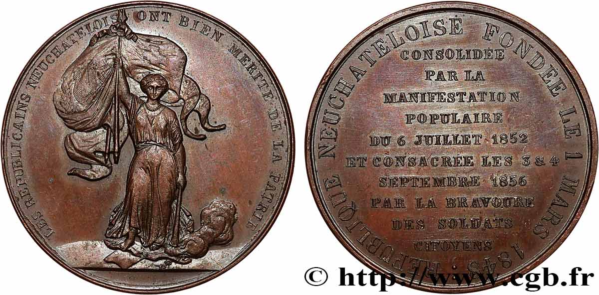 SUISSE - CANTON DE NEUCHATEL Médaille, Consécration de la fondation de la République neuchâteloise SUP