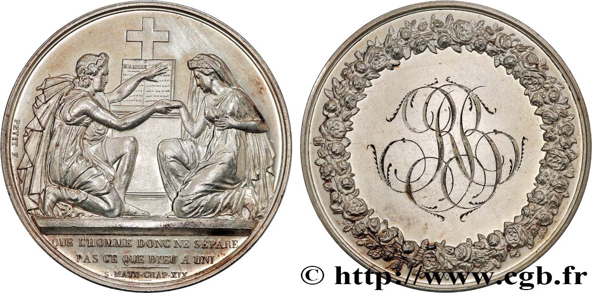 AMOUR ET MARIAGE Médaille de mariage, Evangile de St Mathieu  TTB+