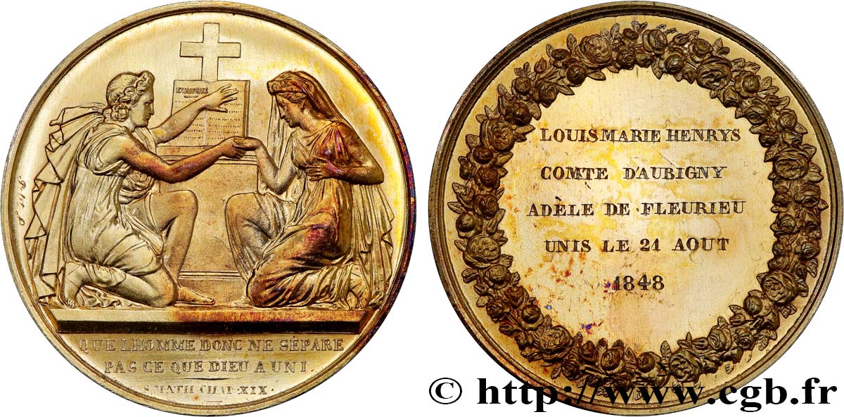 LOVE AND MARRIAGE Médaille de mariage, Evangile de St Mathieu  AU