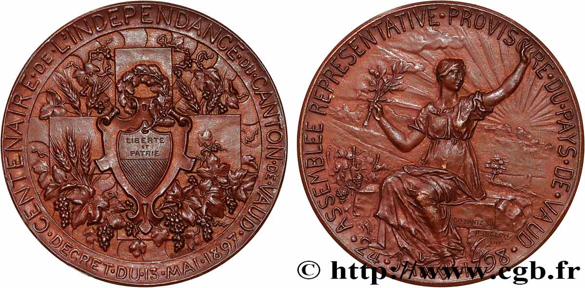 SCHWEIZ Médaille, Centenaire de l’indépendance du canton de Vaud VZ