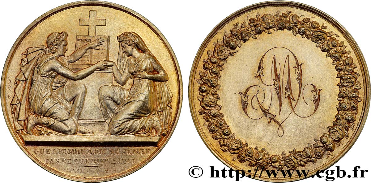 AMOUR ET MARIAGE Médaille de mariage, Evangile de St Mathieu  TTB+