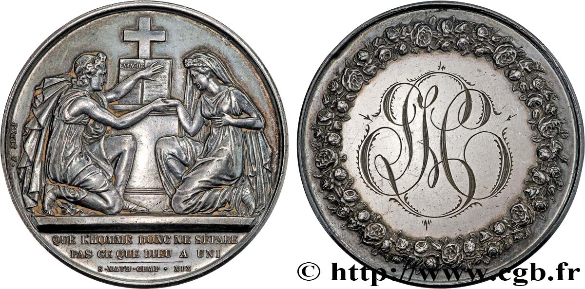 AMOUR ET MARIAGE Médaille de mariage, Evangile de St Mathieu  AU/XF