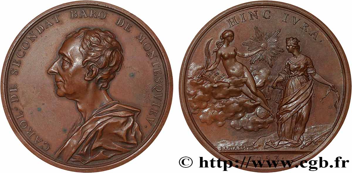 ACADÉMIES ET SOCIÉTÉS SAVANTES Médaille, Charles de Secondat, Montesquieu VZ