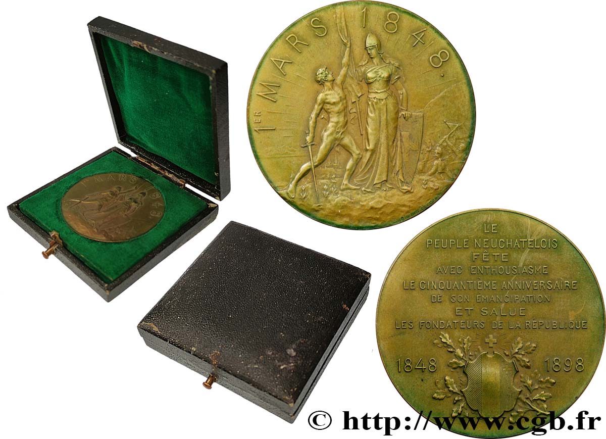 SWITZERLAND - CANTON OF NEUCHATEL Médaille, 50e anniversaire d’émancipation du peuple neuchâtelois XF