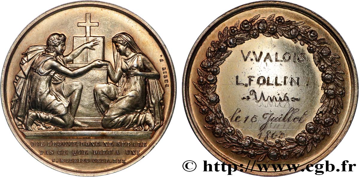 AMOUR ET MARIAGE Médaille de mariage TTB+