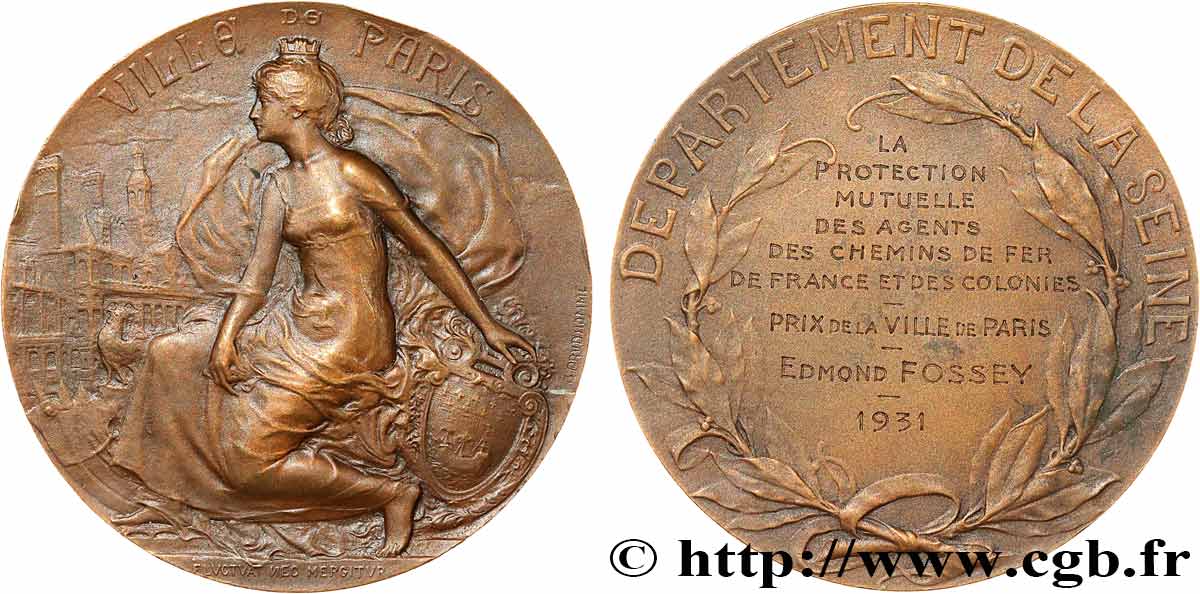 TROISIÈME RÉPUBLIQUE Médaille, Protection mutuelle des agents des chemins de fer de France et des colonies SUP