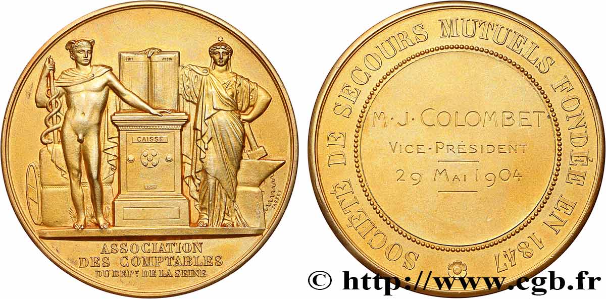 ASSURANCES Médaille de récompense, Société de secours mutuels, Association des comptables SUP