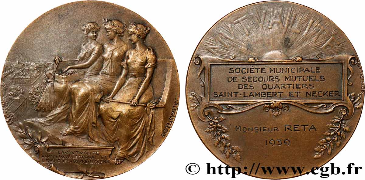 ASSURANCES Médaille, Société municipale de secours mutuels des quartiers Saint-Lambert et Necker SUP