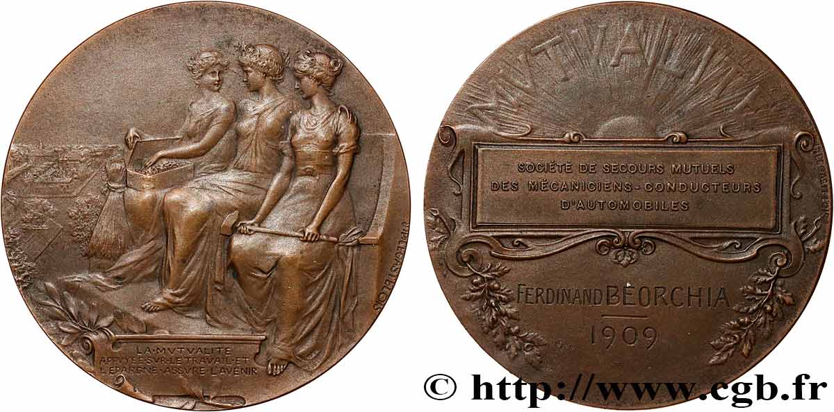 INSURANCES Médaille, Société de secours mutuels des mécaniciens-conducteurs d’automobiles AU