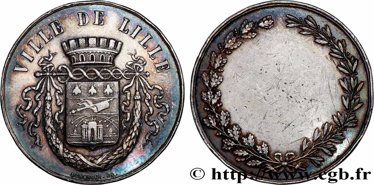 LOUIS XVI - VILLE DE LILLE Médaille de récompense SS