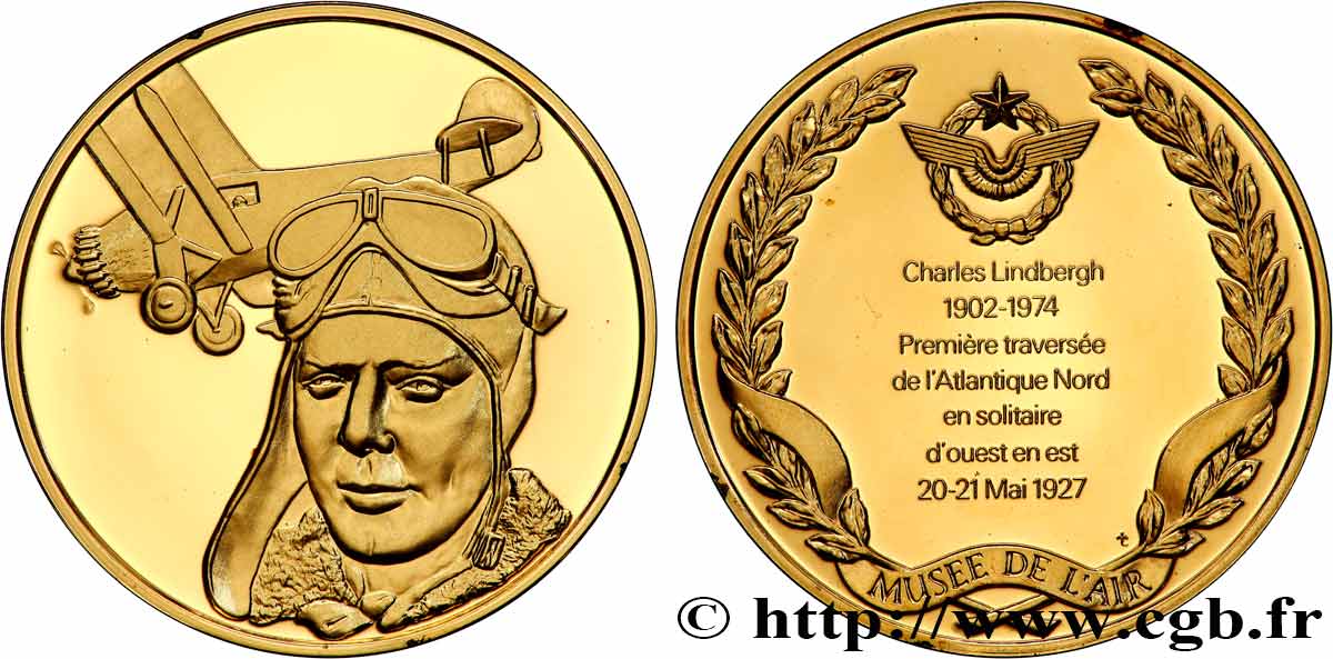 AERONAUTICS - AVIATION : AVIATORS & AIRPLANES Médaille, L’Histoire de la Conquête de l’Air, Charles Lindbergh VZ