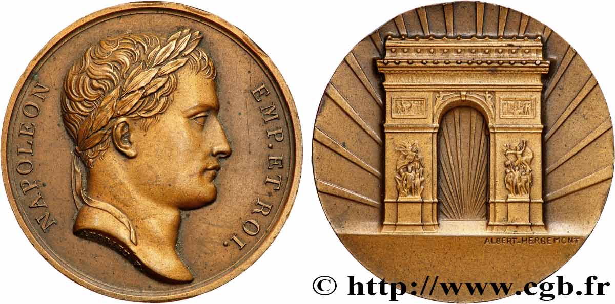 NAPOLEON S EMPIRE Médaille, Arc de triomphe, refrappe AU