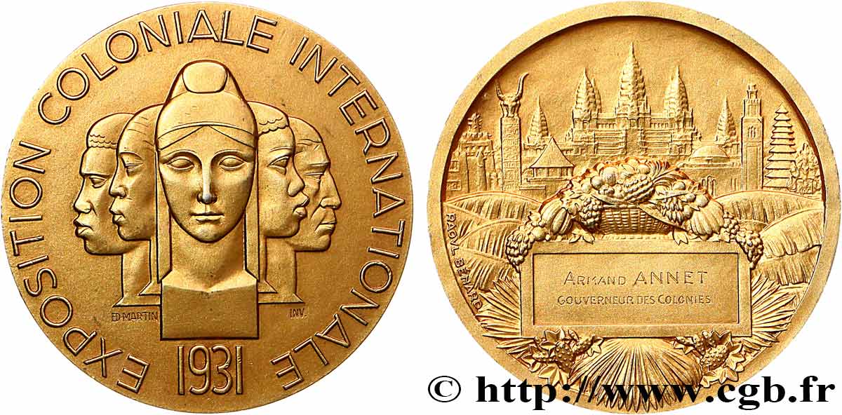 TROISIÈME RÉPUBLIQUE Médaille, Exposition coloniale internationale SUP