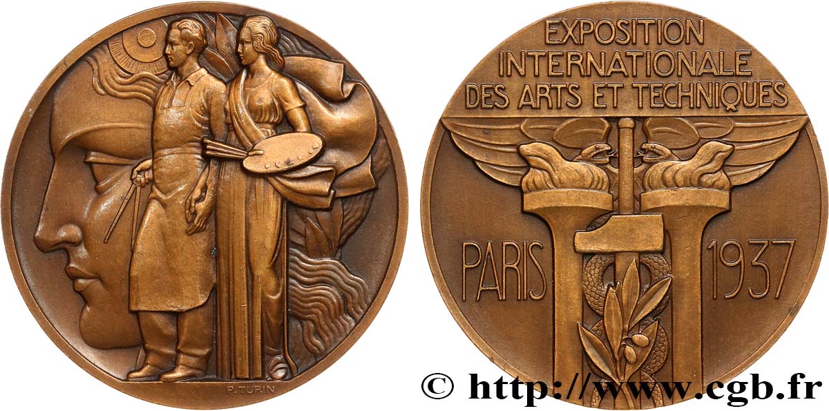 EXPOSITION UNIVERSELLE DE 1937 Médaille, Exposition Internationale  Arts et Techniques  TTB+
