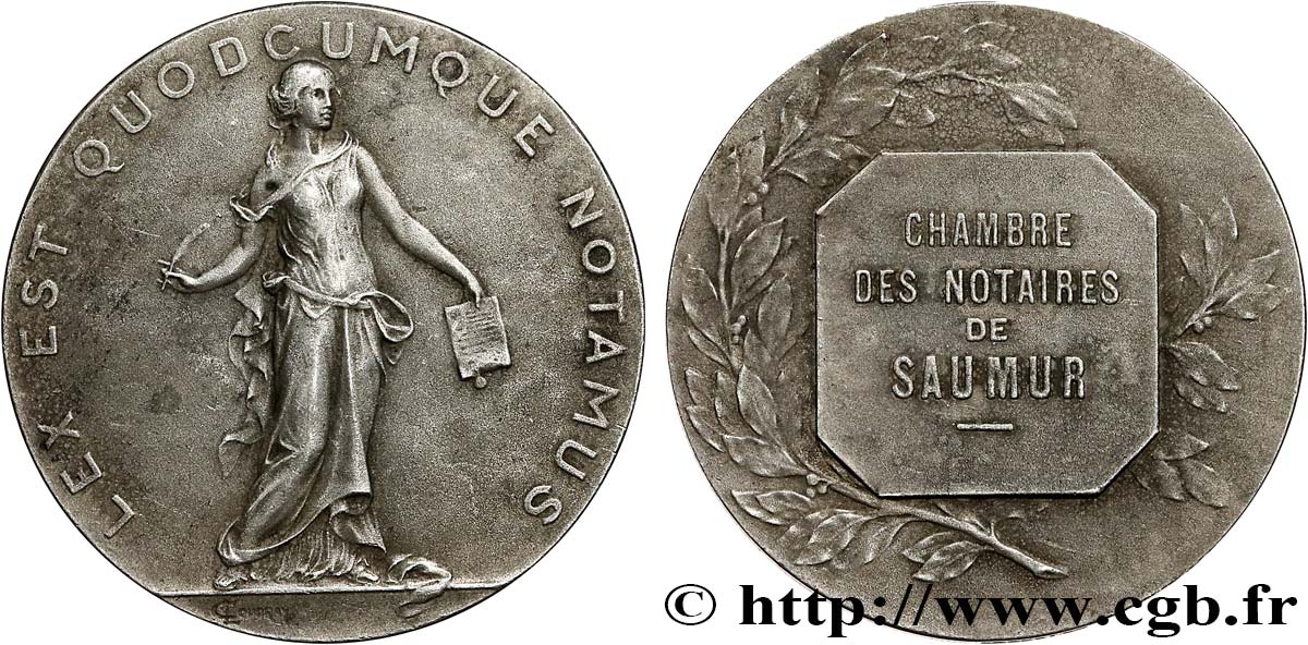 NOTAIRES DU XIXe SIECLE Médaille, Notaires de Saumur TTB