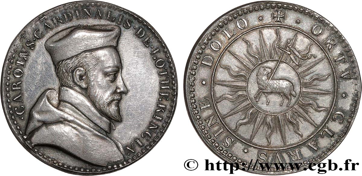 CHARLES IX Médaille, Cardinal Charles de Lorraine, refrappe ancienne q.SPL