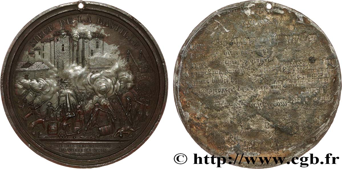 LOUIS XVI Médaille uniface, Siège de la Bastille SPL