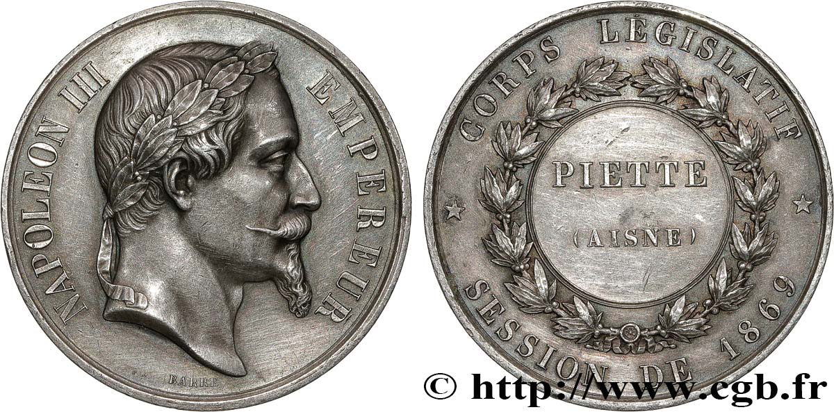 SECOND EMPIRE Médaille, corps législatif, Édouard, Louis Piette  XF