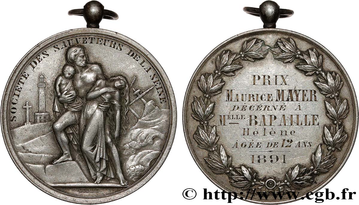 TROISIÈME RÉPUBLIQUE Médaille, Société des sauveteurs de la Seine TTB+