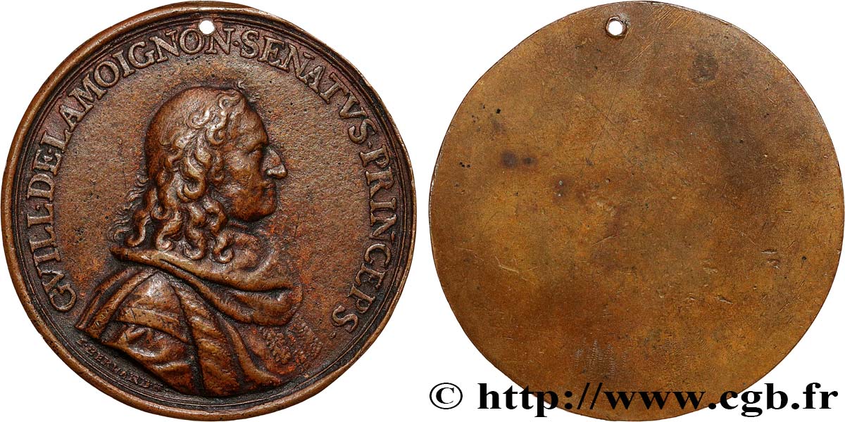LOUIS XIV  THE SUN KING  Médaille, Guillaume Ier de Lamoignon XF