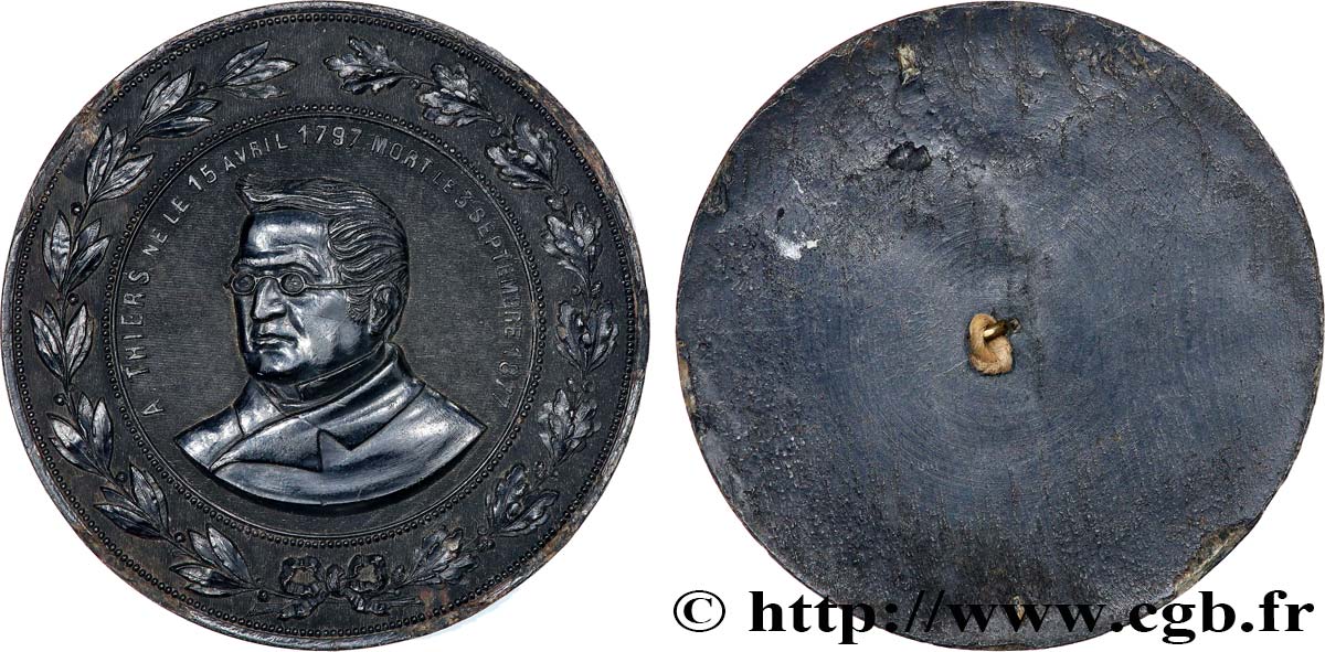III REPUBLIC Médaille, Décès d’Adolphe Thiers AU
