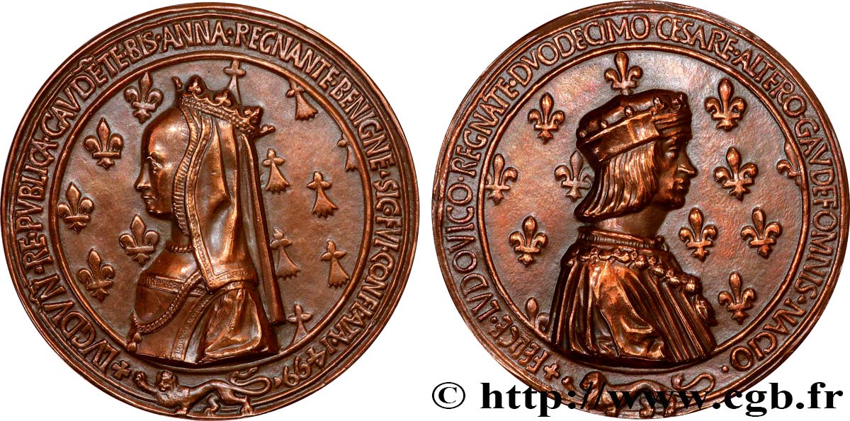 LOUIS XII LE PÈRE DU PEUPLE Médaille, Mariage de Louis XII et Anne de Bretagne, refrappe moderne SUP