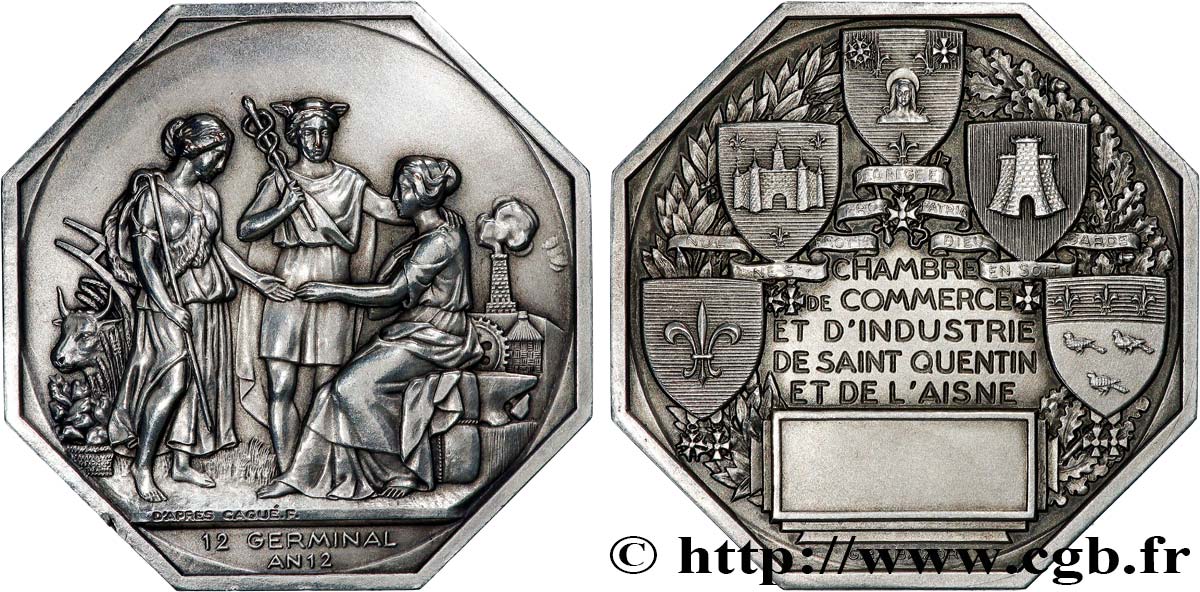 CHAMBRES DE COMMERCE Médaille, Chambre de commerce de Saint-Quentin TTB+