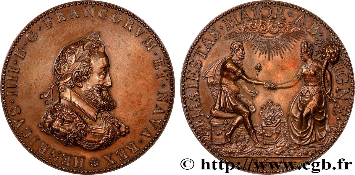 HENRI IV LE GRAND Médaille, Henri IV et Marie de Médicis, refrappe TTB+