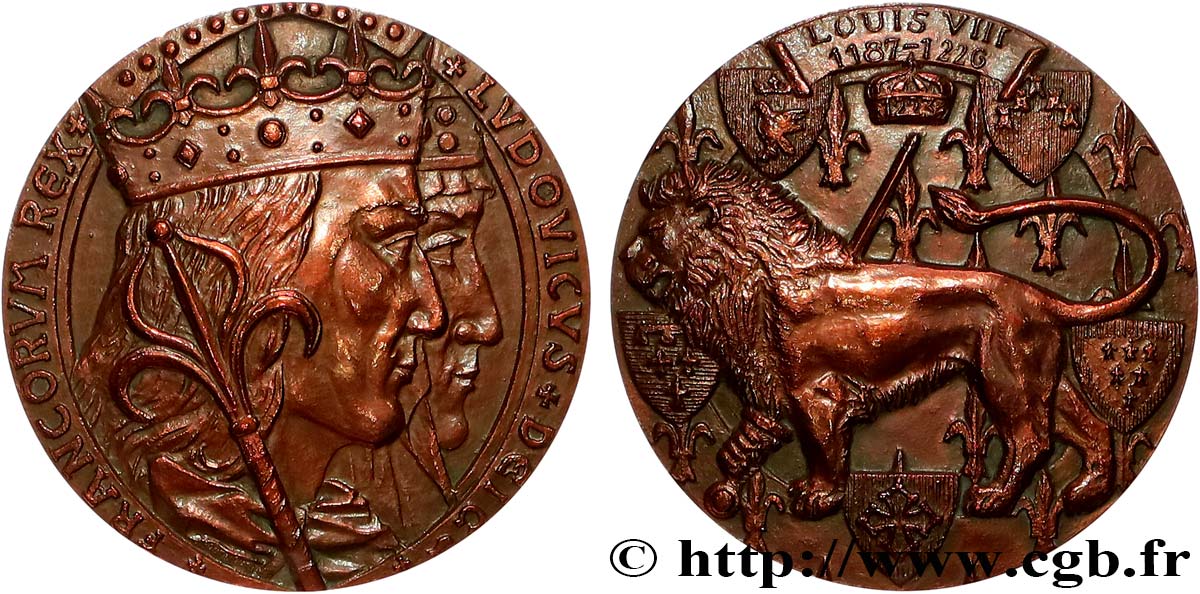 LOUIS VIII  THE LION  AND LOUIS IX  SAINT LOUIS  Médaille, Louis VIII et Louis IX AU