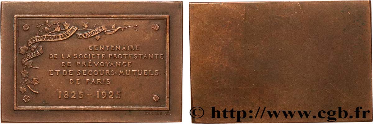 INSURANCES Plaquette, Centenaire de la société protestante de prévoyance et de secours-mutuels AU