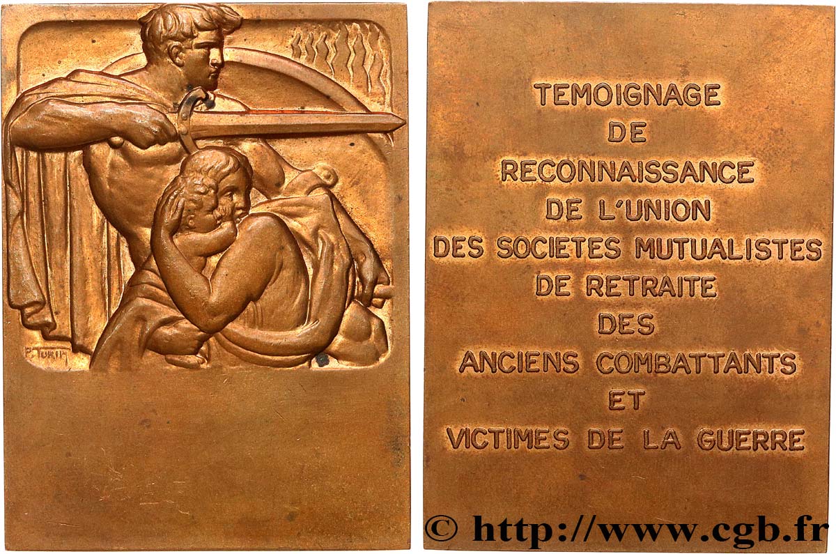 INSURANCES Plaquette, témoignage de reconnaissance, Union des sociétés mutualistes de retraite des anciens combattants et victimes de la guerre AU