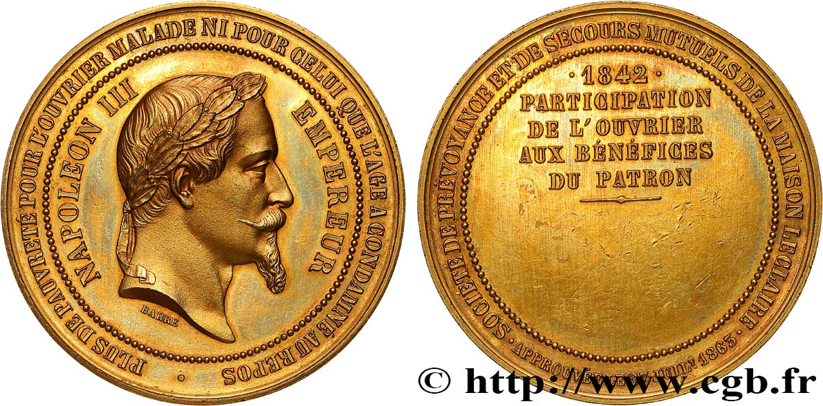 SECOND EMPIRE Médaille, Société de prévoyance et de secours mutuels TTB+