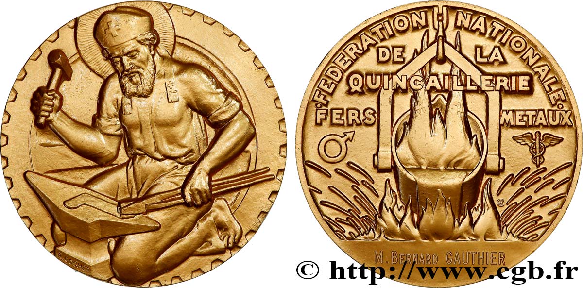 V REPUBLIC Médaille, Fédération nationale de la quincaillerie, fers et métaux AU