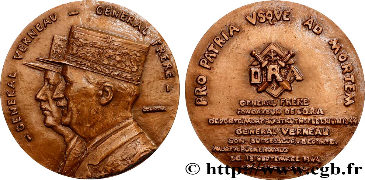 QUINTA REPUBLICA FRANCESA Médaille, Général Verneau et Général Frère EBC