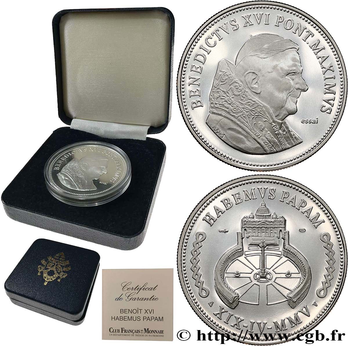 VATICAN AND PAPAL STATES Médaille, Benoît XVI, Essai, Habemus papam MS