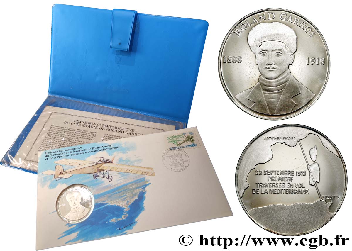 QUINTA REPUBBLICA FRANCESE Enveloppe “Timbre médaille”, Centenaire de Roland Garros MS