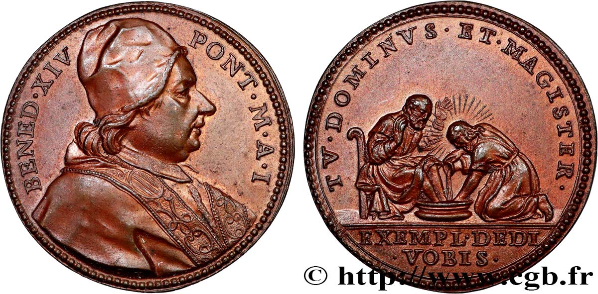 ITALIA - ESTADOS PONTIFICOS - BENEDICTO XIV (Prospero Lambertini) Médaille, Seigneur et maître EBC