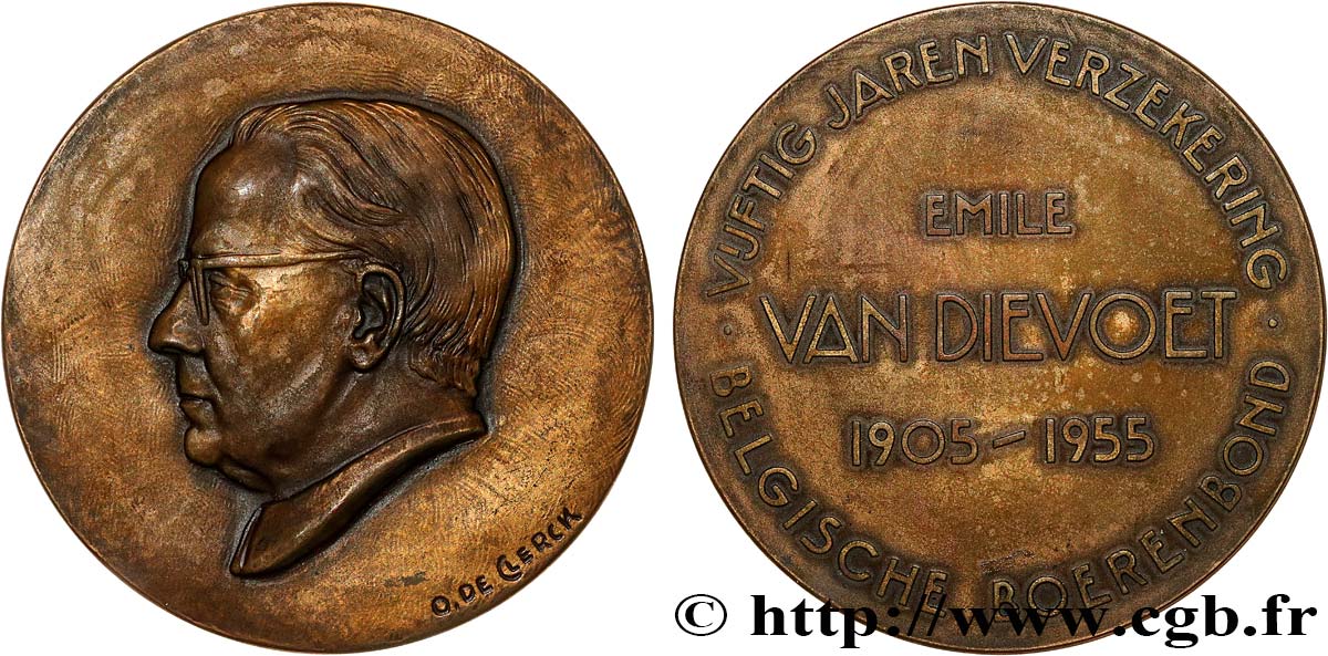 ASSURANCES Médaille, Emile van Dievoet, Cinquante ans d’assurances AU