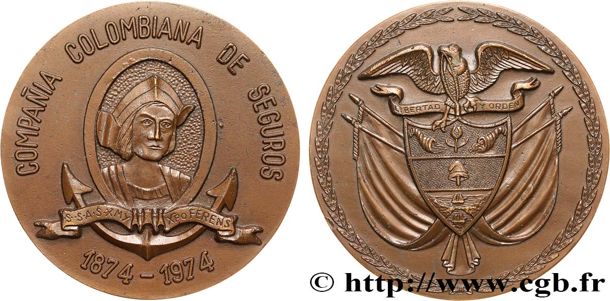 ASSURANCES Médaille, Centenaire de la Compagnie Colombienne d’Assurances SUP