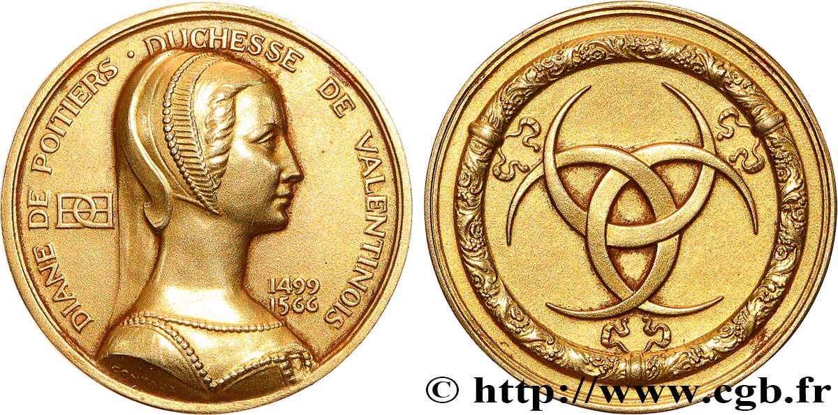 HENRY II Médaille, Diane de Poitiers AU