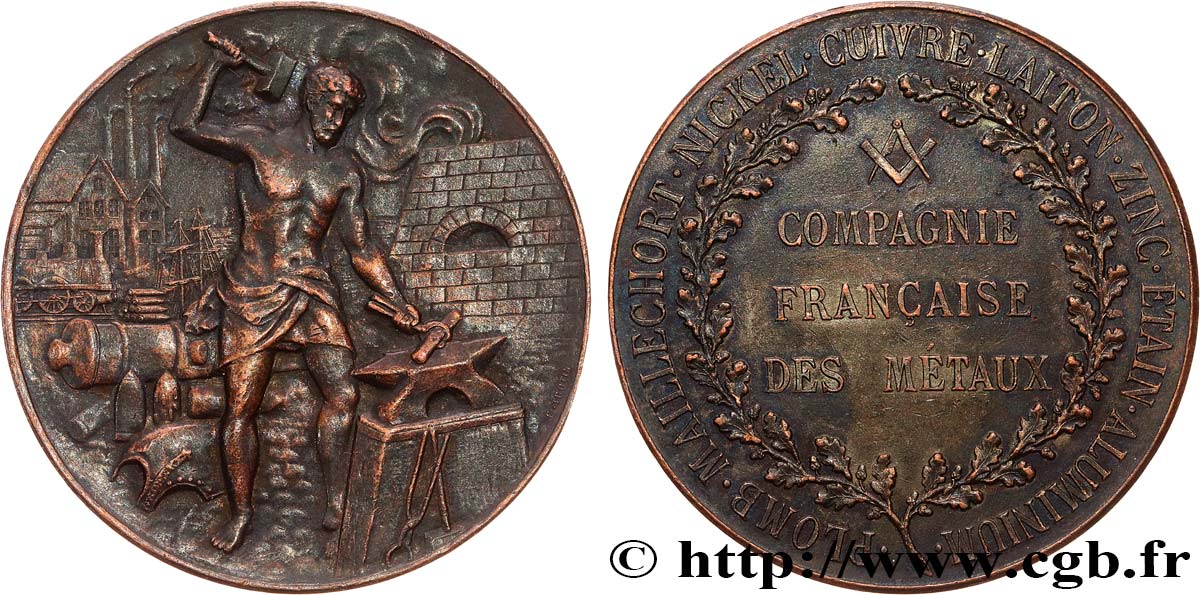 TERCERA REPUBLICA FRANCESA Médaille, Compagnie française des métaux MBC