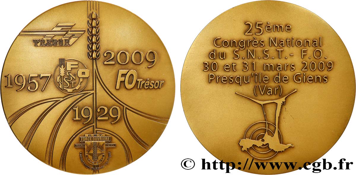 CINQUIÈME RÉPUBLIQUE Médaille, 25e congrès national du S. N. S. T. - F. O. SUP