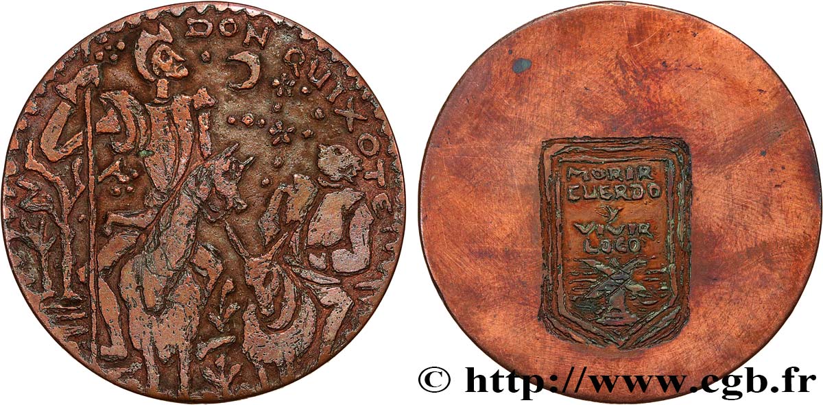 LITTÉRATURE : ÉCRIVAINS/ÉCRIVAINES - POÈTES Médaille, Don Quichotte TTB