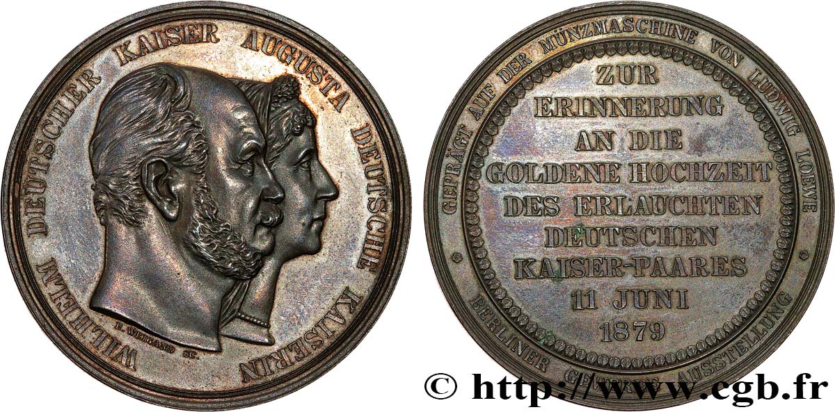 GERMANY - KINGDOM OF PRUSSIA - WILLIAM I Médaille, Noces d’or de Guillaume Ier et Augusta de Saxe-Weimar-Eisenach AU