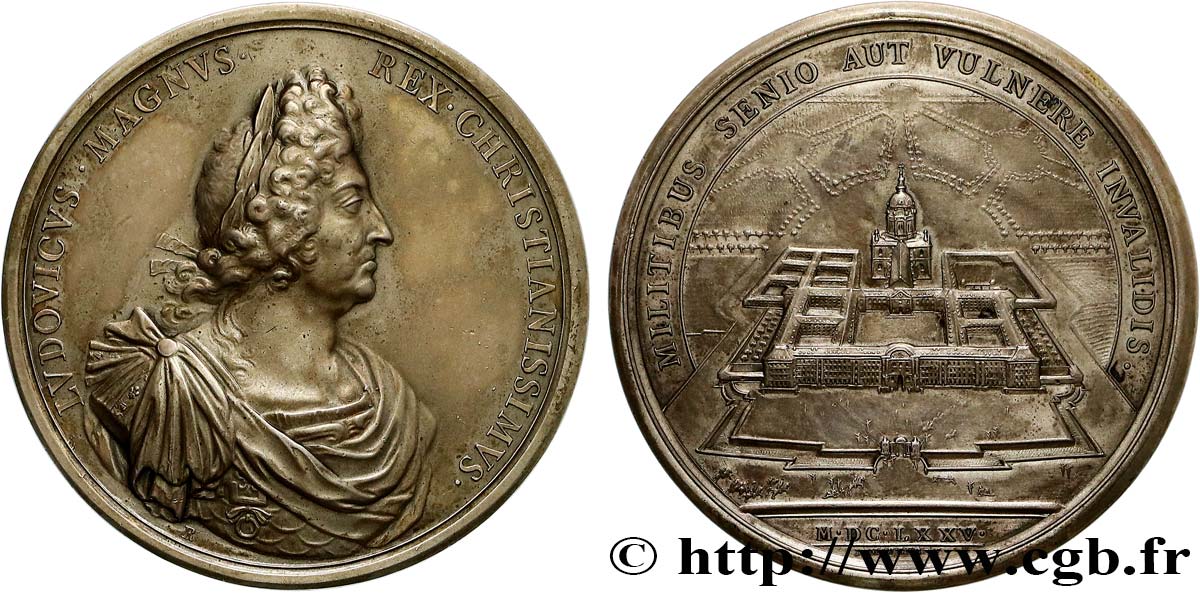 LOUIS XIV LE GRAND OU LE ROI SOLEIL Médaille, L Hôtel des Invalides, refrappe SUP