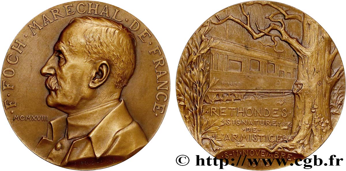 TERCERA REPUBLICA FRANCESA Médaille, Maréchal Foch, signature de l’Armistice EBC