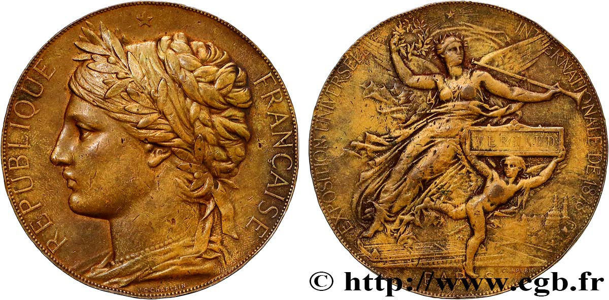 TERZA REPUBBLICA FRANCESE Médaille de récompense, Exposition Universelle Internationale BB